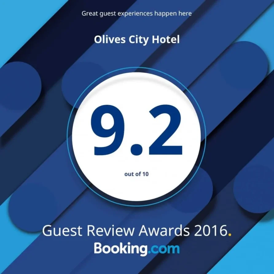 Оливс Сити Хотел получи приз за висок рейтинг на Guest Review Awards 2016 на Booking.com